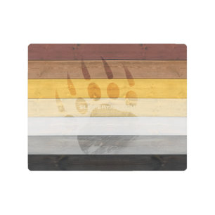 SlipperyJoe's Bear Pride flag wooden floor texture Metal Print
