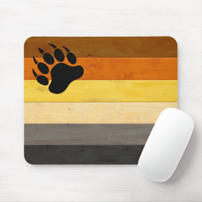 SlipperyJoe's Bear Pride flag wooden floor texture Mouse Pad (With Mouse)
