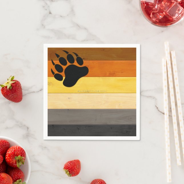 SlipperyJoe's Bear Pride flag wooden floor texture Napkins (Insitu)