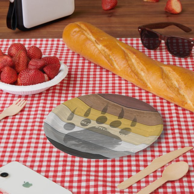 SlipperyJoe's Bear Pride flag wooden floor texture Paper Plates (Picnic)
