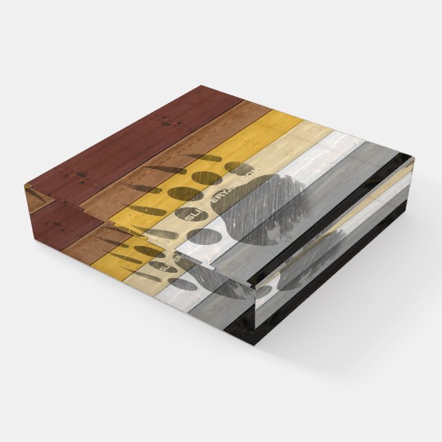 SlipperyJoe's Bear Pride flag wooden floor texture Paperweight (Angled)