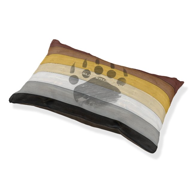 SlipperyJoe's Bear Pride flag wooden floor texture Pet Bed (Angled)