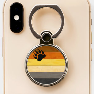 SlipperyJoe's Bear Pride flag wooden floor texture Phone Ring Stand