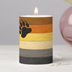 SlipperyJoe's Bear Pride flag wooden floor texture Pillar Candle