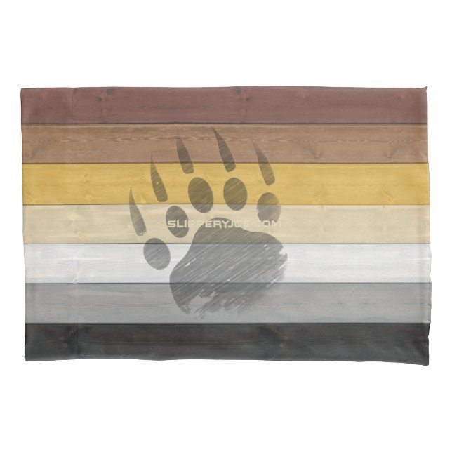 SlipperyJoe's Bear Pride flag wooden floor texture Pillow Case (Front)
