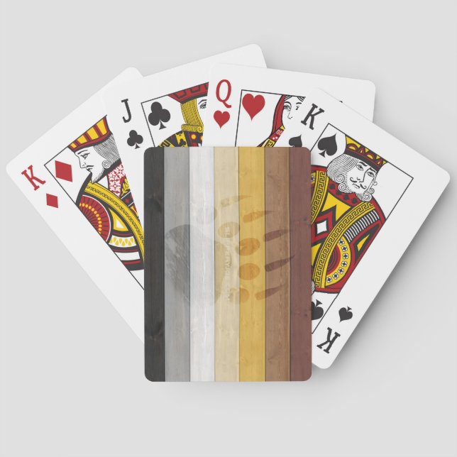 SlipperyJoe's Bear Pride flag wooden floor texture Poker Cards (Back)
