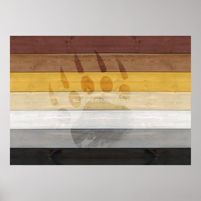 SlipperyJoe's Bear Pride flag wooden floor texture Poster (Front)