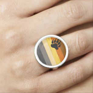 SlipperyJoe's Bear Pride flag wooden floor texture Ring