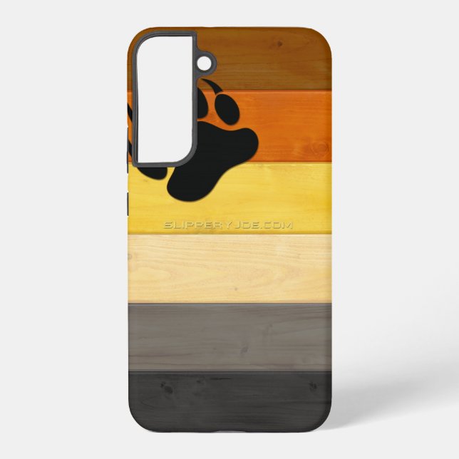 SlipperyJoe's Bear Pride flag wooden floor texture Samsung Galaxy Case (Back)