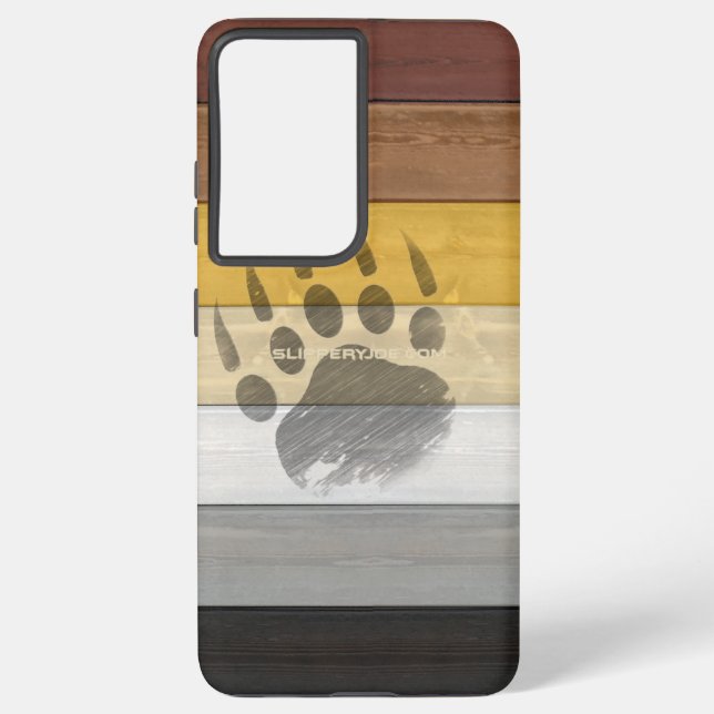 SlipperyJoe's Bear Pride flag wooden floor texture Samsung Galaxy Case (Back)
