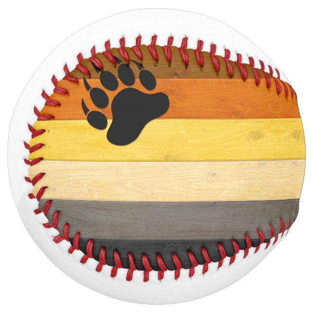 SlipperyJoe's Bear Pride flag wooden floor texture Softball (Front Left)