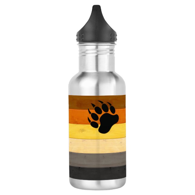 SlipperyJoe's Bear Pride flag wooden floor texture Stainless Steel Water Bottle (Left)