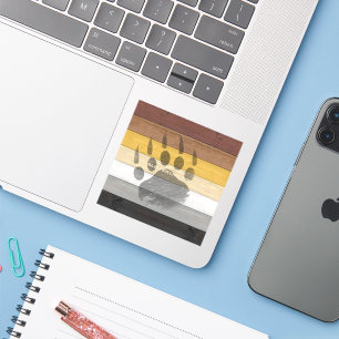 SlipperyJoe's Bear Pride flag wooden floor texture Sticker