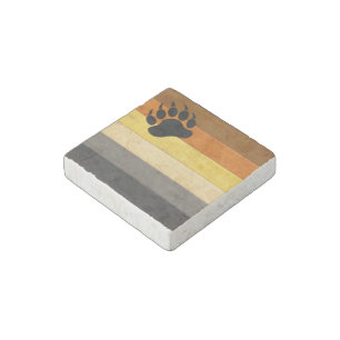 SlipperyJoe's Bear Pride flag wooden floor texture Stone Magnet