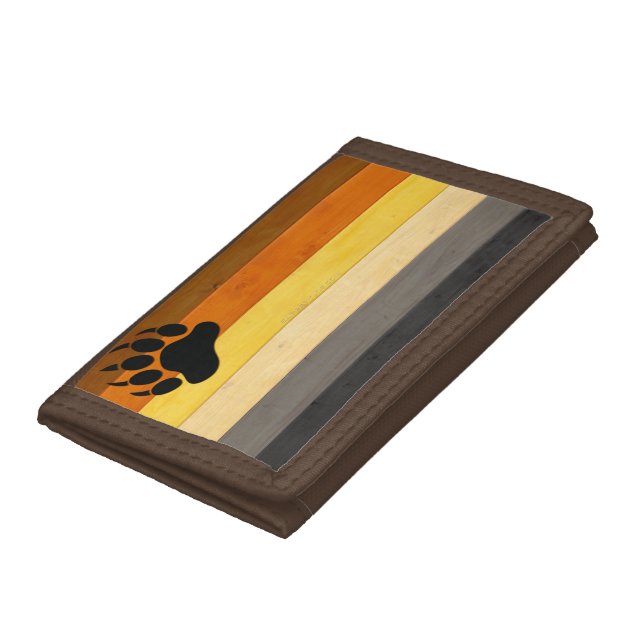 SlipperyJoe's Bear Pride flag wooden floor texture Trifold Wallet (Bottom)