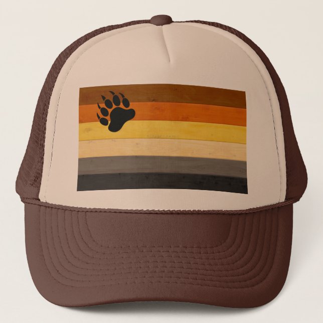 SlipperyJoe's Bear Pride flag wooden floor texture Trucker Hat (Front)