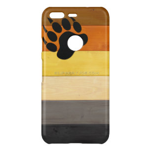 SlipperyJoe's Bear Pride flag wooden floor texture Uncommon Google Pixel Case
