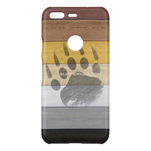 SlipperyJoe's Bear Pride flag wooden floor texture Uncommon Google Pixel Case