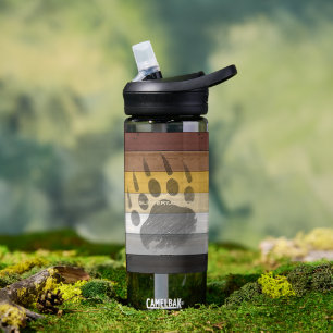 SlipperyJoe's Bear Pride flag wooden floor texture Water Bottle