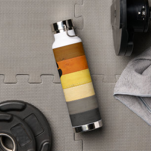 SlipperyJoe's Bear Pride flag wooden floor texture Water Bottle