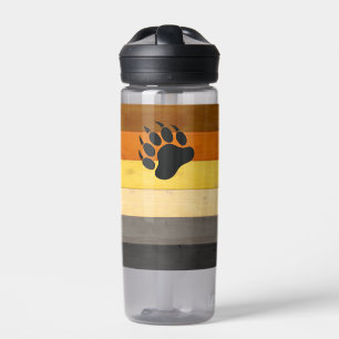 SlipperyJoe's Bear Pride flag wooden floor texture Water Bottle