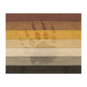 SlipperyJoe's Bear Pride flag wooden floor texture Wood Wall Art