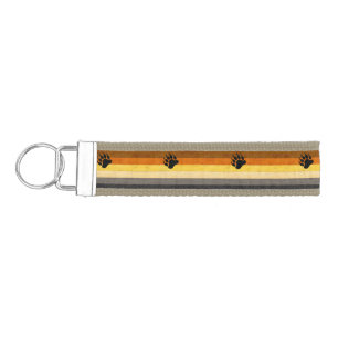SlipperyJoe's Bear Pride flag wooden floor texture Wrist Keychain
