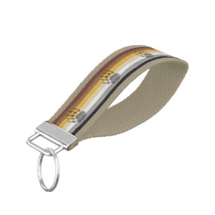 SlipperyJoe's Bear Pride flag wooden floor texture Wrist Keychain