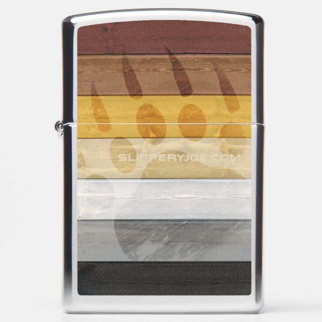 SlipperyJoe's Bear Pride flag wooden floor texture Zippo Lighter (Front)