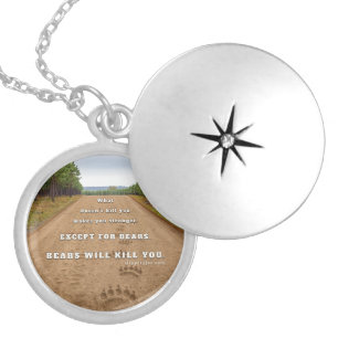 SlipperyJoe's bears will kill you paw prints press Locket Necklace