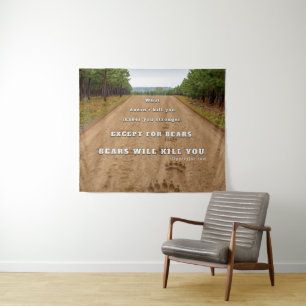SlipperyJoe's bears will kill you paw prints press Tapestry