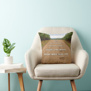 SlipperyJoe's bears will kill you paw prints press Throw Pillow