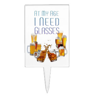 SlipperyJoe's beer glasses pilsner glasses steins  Cake Topper