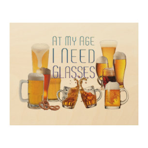 SlipperyJoe's beer glasses pilsner glasses steins  Wood Wall Art