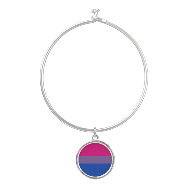 SlipperyJoe's Bisexual Pride Flag colors magenta l Bangle Bracelet (Front)