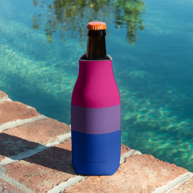 SlipperyJoe's Bisexual Pride Flag colors magenta l Bottle Cooler (In Situ Pool)