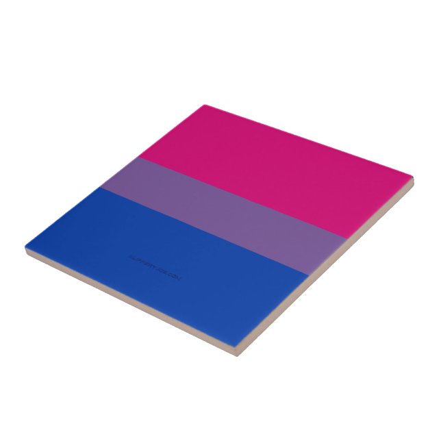 SlipperyJoe's Bisexual Pride Flag colors magenta l Ceramic Tile (Side)