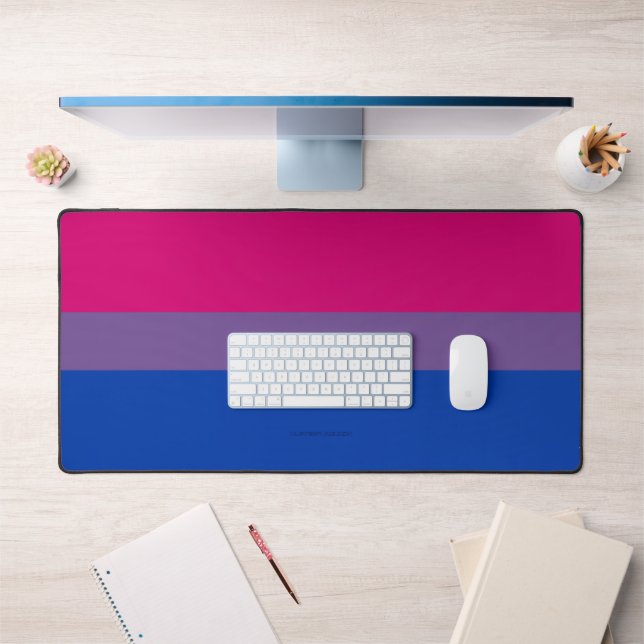 SlipperyJoe's Bisexual Pride Flag colors magenta l Desk Mat (Office 1)