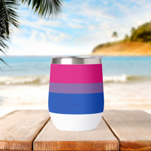 SlipperyJoe's Bisexual Pride Flag colors magenta l Thermal Wine Tumbler