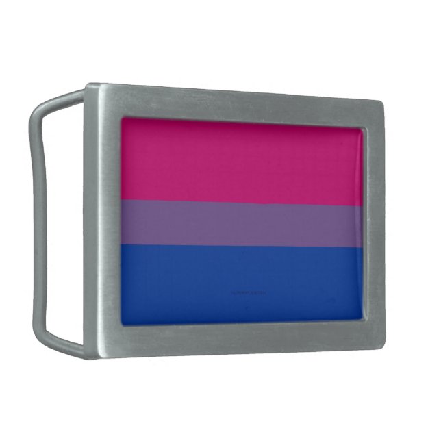 SlipperyJoe's Bisexual Pride Flag lavender-pink bl Belt Buckle (Front Left)