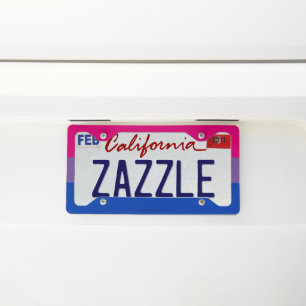 SlipperyJoe's Bisexual Pride Flag lavender-pink bl License Plate Frame