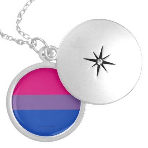 SlipperyJoes Bisexual Pride Flag lavender_pink bl Locket Necklace