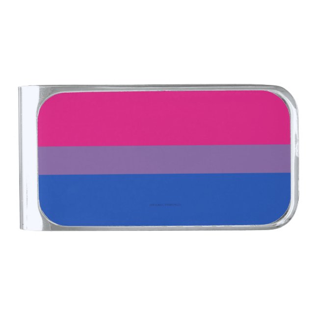SlipperyJoe's Bisexual Pride Flag lavender-pink bl Silver Finish Money Clip (Front)
