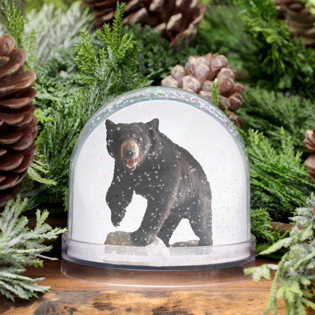 SlipperyJoe's black bear thick dark fur majestic r Snow Globe (Winter)
