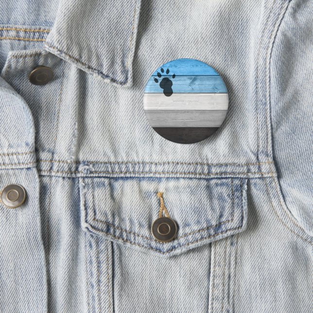 SlipperyJoe's black otter paw print hairy lean med Button (In Situ)