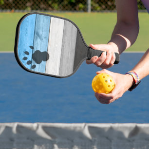 SlipperyJoe's black otter paw print hairy lean med Pickleball Paddle