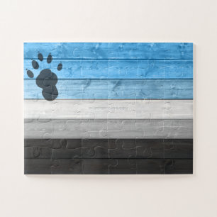 SlipperyJoe's black otter paw print symbol crate t Jigsaw Puzzle