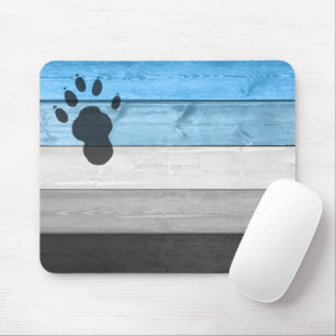 SlipperyJoe's black otter paw print symbol crate t Mouse Pad