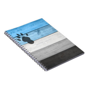 SlipperyJoe's black otter paw print symbol crate t Notebook