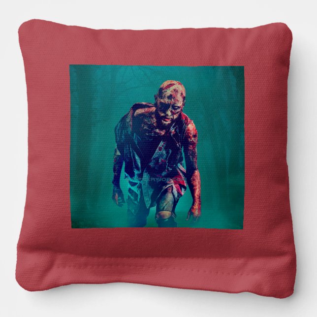 SlipperyJoe's bloody zombie woods Halloween mist f Cornhole Bags (Front)